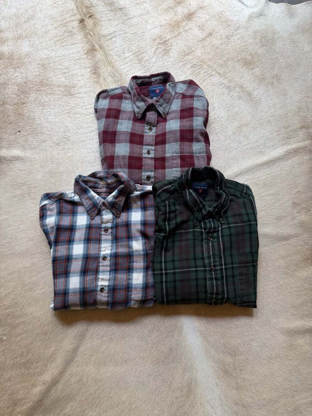 Saddlebred Men's Long Sleeve Button Down Flannel Shirts Lot of 3